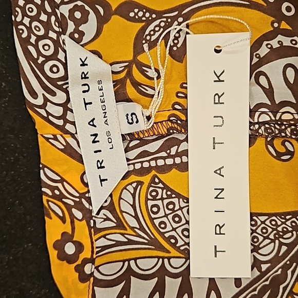 💕TRINA TURK💕 100% Silk Pajama Pants ~ Blue Tropical Botanical Print Small NWT - Picture 8 of 9